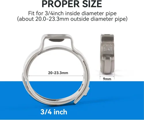 Miniatura 2 de Anillos de abrazadera PEX de 3/4 pulgadas, paquete de 100 anillos de crimpado de acero inoxidable para tubos