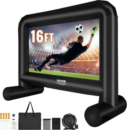 VEVOR Pantalla de cine inflable, pantalla de proyector inflable de 16 pies para exteriores con soplador y bolsa de transporte, proyección