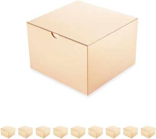 PACKQUEEN Cajas de regalo de Navidad color dorado champán, paquete de 10 unidades de 6 x 6 x 4 pulgadas, cajas de regalo pequeñas con tapas, cajas