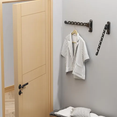 Miniatura 4 de Danpoo Tendedero de ropa plegable montado en la pared Estante de secado de ropa Percha de ropa Secadora de ropa Negro