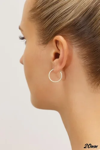 Miniatura 3 de Aretes de aro de tubo cuadrado trenzado de oro amarillo de 14 quilates, Oro amarillo
