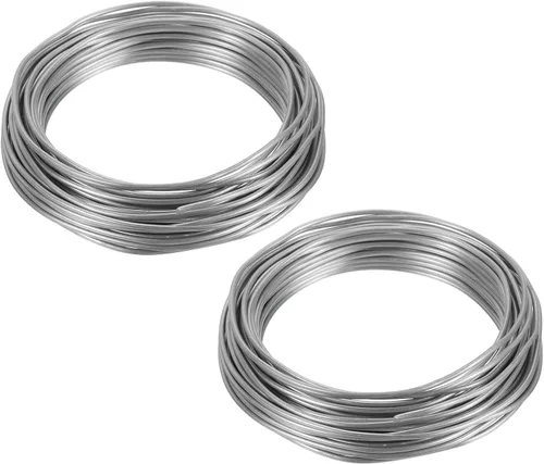 Miniatura 10 de PATIKIL Alambre de entrenamiento para bonsái de 0.039 pulgadas, 2 rollos de tallos de alambre floral de aluminio anodizado para árbol de 65.6 pies