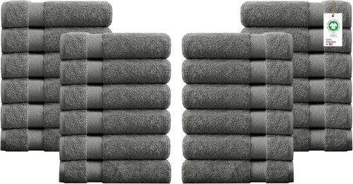 Miniatura 14 de Toallas 100% algodón orgánico de 22.93 oz/m² de felpa al tacto de secado rápido, paquete de 12 toallas de lavado de algodón orgánico, certificado