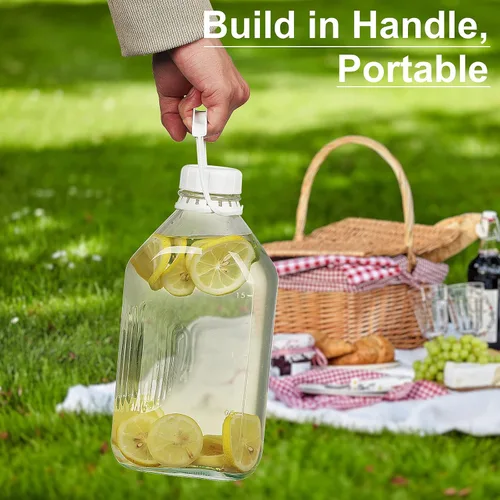 Miniatura 7 de Syntic Botella de leche de vidrio de 2 cuartos con tapa de rosca hermética reutilizable y resistente, botellas de vidrio de 64 oz para leche