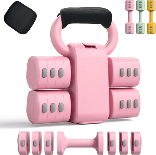 Miniatura 9 de Juego de mancuernas ajustables 2 en 1 para mujer, 4 niveles (2.2 libras a 12.1 libras), pesas de gimnasio en casa para mujeres en casa, mancuernas