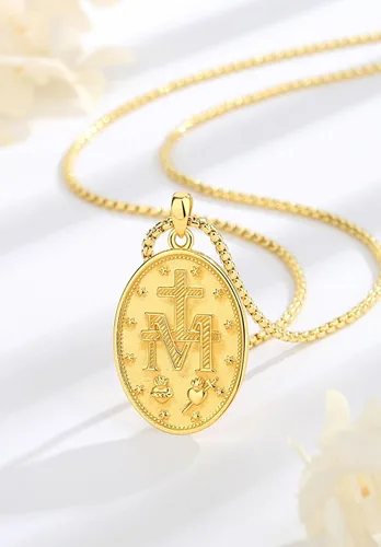 Miniatura 125 de EUDORA Collar de plata de ley 925, San Cristóbal y San Benito, San Miguel, Virgen María, San Judas Tadeo, Cruz de Buen Pastor y Arcángel, Medalla