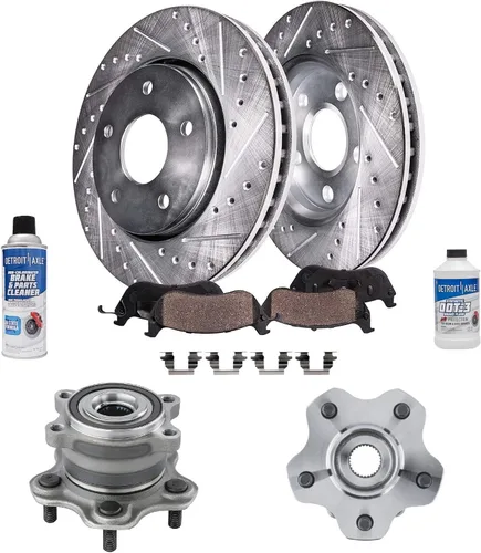 Miniatura 32 de Detroit Axle - Rotores de freno para Ford 2013-2019 Explorer Taurus Flex Lincoln MKT MKS, rotores de freno de disco ranurados perforados de repuesto