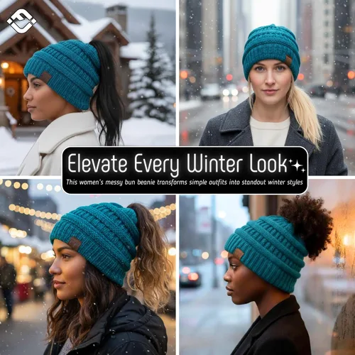 Miniatura 97 de Funky Junque - Gorro para mujer con ranura para cola de caballo