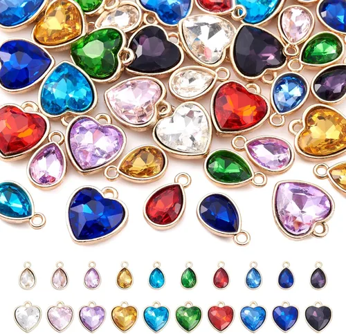 Miniatura 11 de Cheriswelry 48 piezas de 15 mm de abalorios de aleación de metal de color gris plateado, cristales de strass, dijes planos redondos, dijes de piedra