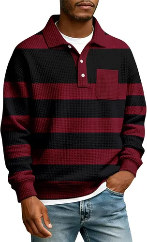 Miniatura 33 de Camisas de manga larga con botones a cuadros para hombre, con cuello de manga larga, estilo casual, elegante, a cuadros 2- amarillo