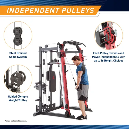Miniatura 5 de Marcy Smith Machine Cage System Home Gym - Estante multifunción para gimnasio en casa, estación de entrenamiento personalizable