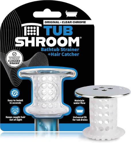 Miniatura 9 de TubShroom Colector de pelo de drenaje de bañera, cromo negro, protector y receptor para desagües de baño, se adapta a desagües de ducha de bañera