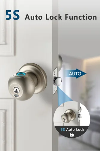 Miniatura 4 de Cerradura de puerta inteligente, perilla de puerta de huellas dactilares con cerradura, cerradura de puerta biométrica de bloqueo automático