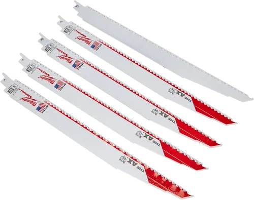 Milwaukee 48-00-5027 The AX - Hoja Super Sawzall de 12 pulgadas, 58 TPI Super Sawzall, paquete de 5, bi-metal