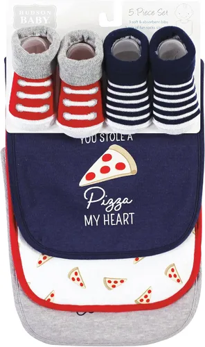 Miniatura 267 de Hudson Baby Conjunto de babero y calcetines unisex de algodón para bebé