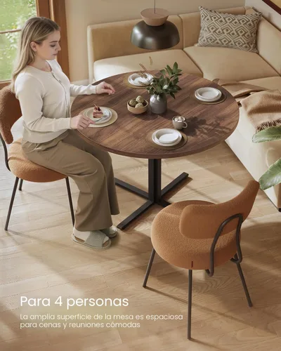 Miniatura 5 de VASAGLE Mesa de comedor, pequeña mesa de cocina redonda para 4 personas, 31.5 x 29.4 pulgadas, para comedor, sala de estar, granja, resistente al