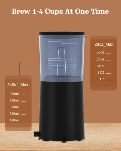 Miniatura 9 de Cafetera de una sola porción 4 en 1 con espumador de leche y molinillo de café, cafetera para taza K y café molido, con depósito de agua extraíble