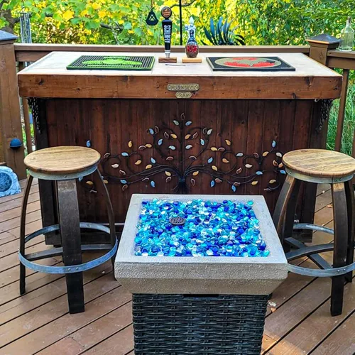Miniatura 4 de Hisencn Cuentas de vidrio de fuego para hoguera de 1/2 pulgada, rocas de vidrio de fuego azul mezclado para chimenea de gas propano o natural
