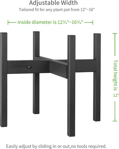 Miniatura 2 de FaithLand Soporte para plantas, tamaño ajustable para macetas grandes de 12, 13, 14, 15 y 16 pulgadas, soporte para macetas de metal, soporte
