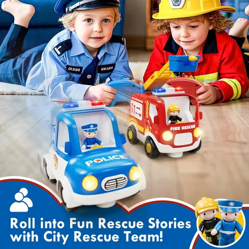 Miniatura 4 de Lehoo Castle Auto a control remoto para niños pequeños, camiones de bomberos para niños pequeños de 3 a 5 años, juguete de coche de policía a