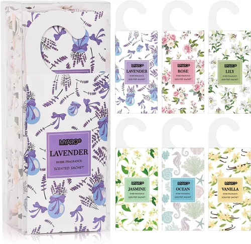 Miniatura 10 de MYARO Paquete de 12 ambientadores colgantes de lavanda para armario, desodorante de cajones de larga duración, con olor a popurrí, bolsita perfumada