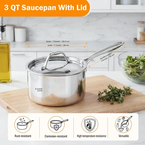Miniatura 2 de Cocineros Standard Olla con múltiples capas de acero inoxidable (3 qt), Plateado