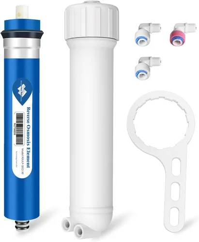 Miniatura 11 de Membrane Solutions Membrana RO de 400 GPD, membrana de ósmosis inversa con carcasa de membrana, accesorios de conexión rápida de 1/4 pulgadas