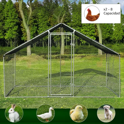 Miniatura 9 de Mejora de Gallinero Grande de Metal Betterhood con Malla de Alambre de Soporte Triple, Corral para Pollos con Cubierta Resistente al Agua y Anti-UV