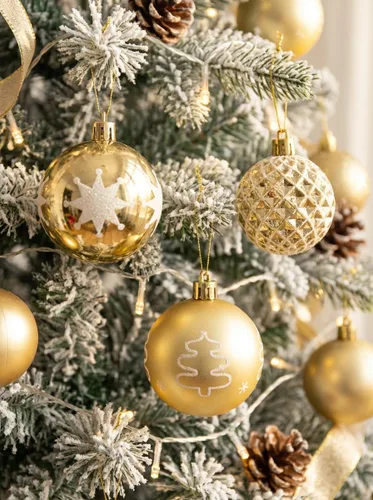 Miniatura 4 de 16 piezas Adornos de árbol de Navidad - Juego de adornos de bola de Navidad dorados para Navidad, festividades, coronas y decoraciones de fiesta