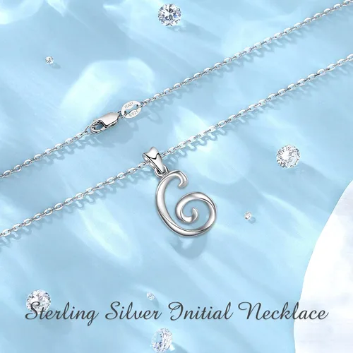 Miniatura 30 de EUDORA Collares de plata esterlina con inicial para mujer, regalos clásicos de 26 letras sin cuello para niñas, hermana, madre hija, cadena de 18
