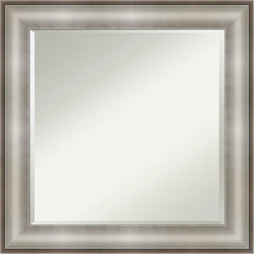 Amanti Art Espejo de baño plateado para sobre el fregadero, espejo de tocador cuadrado de plata imperial de 25 x 25 pulgadas, marco tradicional