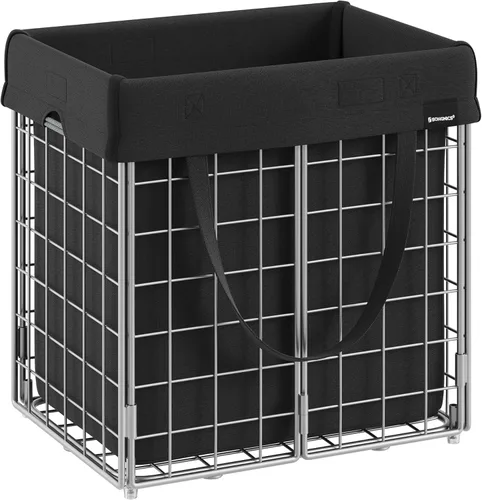 Miniatura 11 de SONGMICS Cesta para la ropa sucia, 23.8 galones (90 litros) Cesta de ropa, Cesta para ropa plegable, Forro extraíble y lavable, Marco de alambre