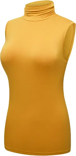 Miniatura 2 de OThread & Co. Camiseta sin mangas de cuello alto para mujer, capa elástica, cómoda, cuello alto