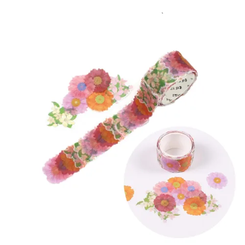 Miniatura 6 de EXCEART 3 calcomanías florales de cinta washi, álbumes de recortes, cinta de pétalos, calcomanías decorativas para manualidades y bricolaje 3