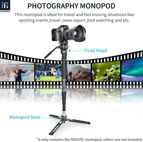 Miniatura 7 de Cámara de fibra de carbono Monopod INNOREL RM255C Profesional Portátil Compacto Ligero Viaje Monopod de 5 secciones para Canon Nikon Sony DSLR