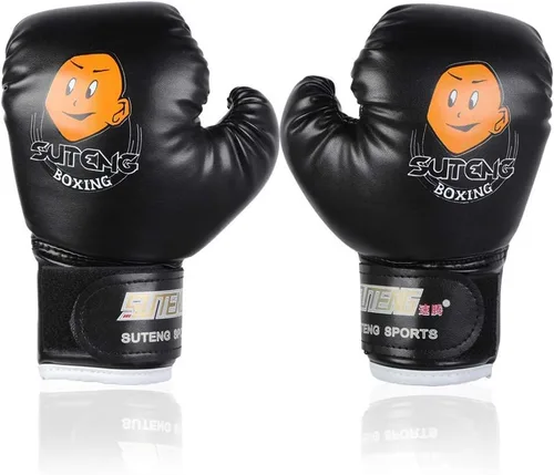 Miniatura 9 de Guantes de boxeo para niños, guantes de entrenamiento de piel sintética, guantes de entrenamiento de dibujos animados para niños Muay Thai