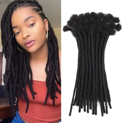 Miniatura 14 de Extensiones de rastas de cabello humano 100% real, de 0.1 in, 8 pulgadas, 10 hebras para hombres y mujeres, con cobertura de cabeza completa, hechas