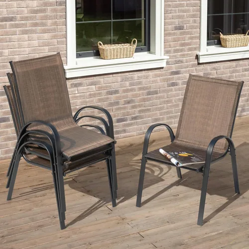 Miniatura 4 de NUU GARDEN Juego de 4 sillas de comedor para patio, sillas apilables para exteriores con respaldo alto, asientos de textileno para todo