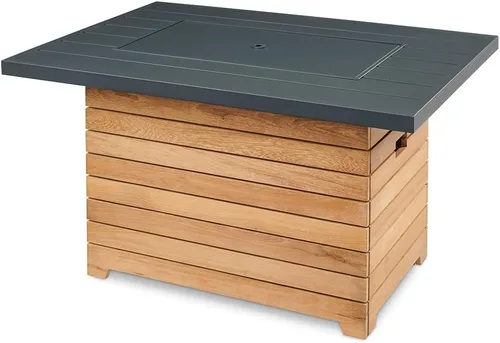 Miniatura 3 de Outdoor GreatRoom Co - Mesa para hoguera de propano – Darien – Pozos de gas para patio exterior – Mesa rectangular de hormigón Everblend de 44