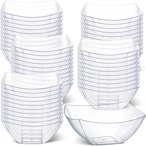 Miniatura 17 de Tanlade 50 Cuencos Cuadrados de Plástico para Servir Desechables Cuencos para Aperitivos Ensalada Recipientes Pequeños para Fiestas Barra de Dulces