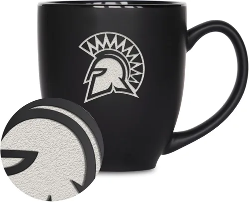 Miniatura 157 de Rico Industries - Taza de cerámica mate negra con grabado láser estándar de 15oz para NCAA (escuelas T & U) - Para bebidas calientes o frías