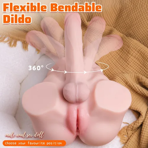 Miniatura 2 de Muñeca sexual transexual con consolador flexible de 8 pulgadas, muñecas sexuales trans unisex con orificio vaginal y anal apretado, juguetes