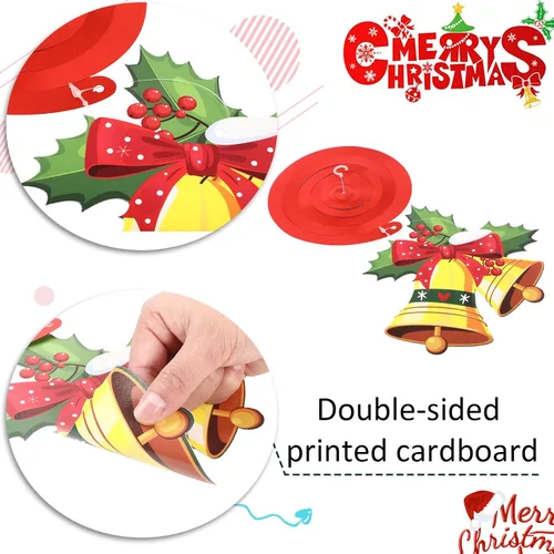 Miniatura 5 de Juego de 30 piezas de decoraciones navideñas colgantes de remolinos de papel de aluminio, letrero de muñeco de nieve y alce, remolinos colgantes