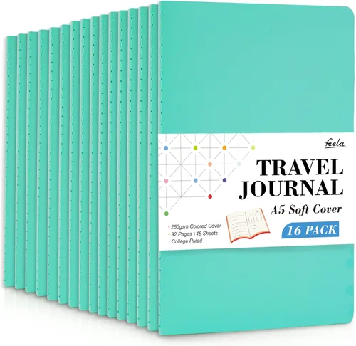 Miniatura 21 de feela - Paquete de 16 cuadernos de tapa suave a granel, cuadernos rayados universitarios para el trabajo para mujeres y niñas, diario de viaje