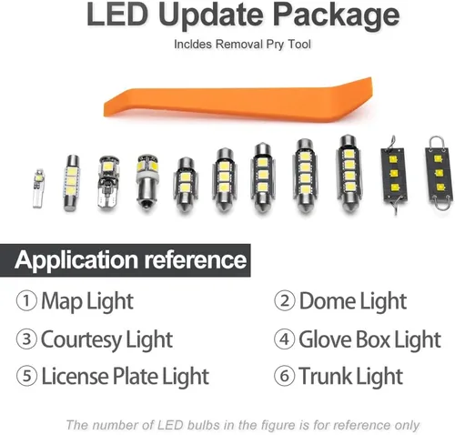 Miniatura 7 de nsautolighting Kit de 10 bombillas LED blancas para interiores para Mazda 626 de 1998, 1999, 2000, 2001, 2002, Mazda 626, cúpula de mapa, cortesía