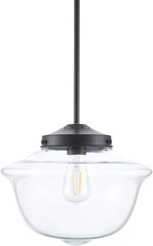 Linea di Liara Iluminación colgante de cristal grande para isla de cocina, Lavagna, granja, cocina, vintage, escuela, globo, negro mate, lámpara