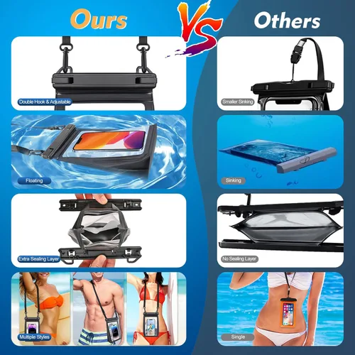 Miniatura 3 de PEDVSTY Paquete de 2 bolsas flotantes grandes impermeables para teléfono [con tira de sellado], bolsa flotante a prueba de agua para playa