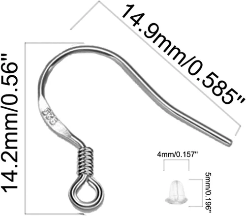 Miniatura 5 de Ganchos para aretes de oro blanco, 80 unidades/40 pares de alambres para aretes en forma de anzuelo, kit de fabricación de aretes hipoalergénico
