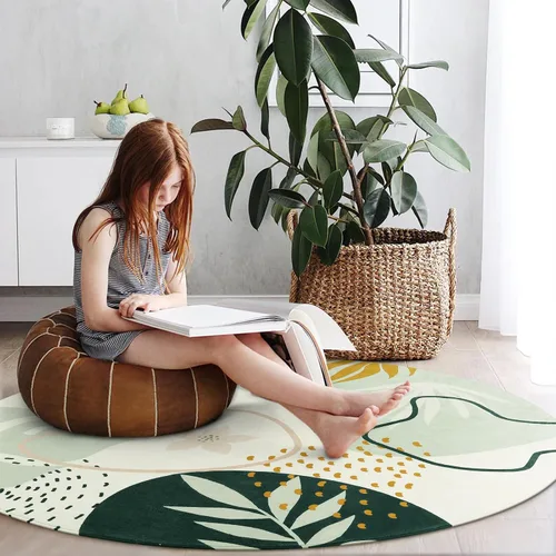 Miniatura 4 de Lahome Alfombras Redondas Boho - Alfombra de Área Redonda Pequeña de 4 Pies Lavable Antideslizante Suave y Bonita Alfombra Redonda para Nursery que