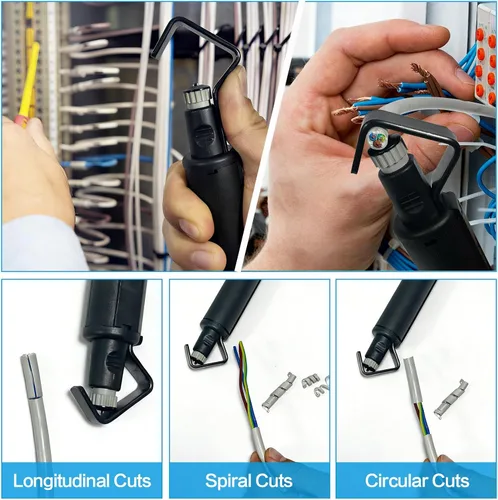 Miniatura 4 de Herramienta para pelacables redondos: diámetro de 3/16 a 1 1/8 pulgadas, profundidad ajustable: para cortes longitudinales, espirales y circulares